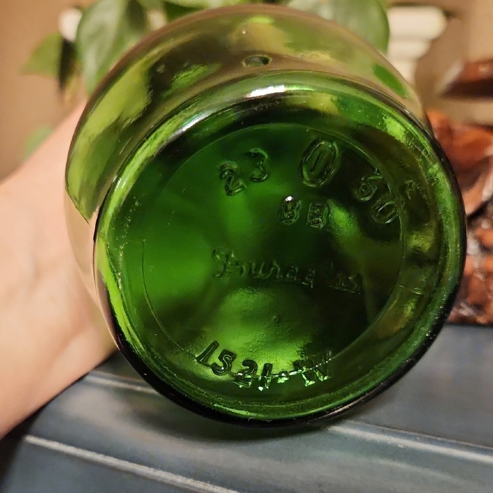 Duraglas RARE 1962 Green Decorative Bottles with Wooden Tops - Picture 3 of 12